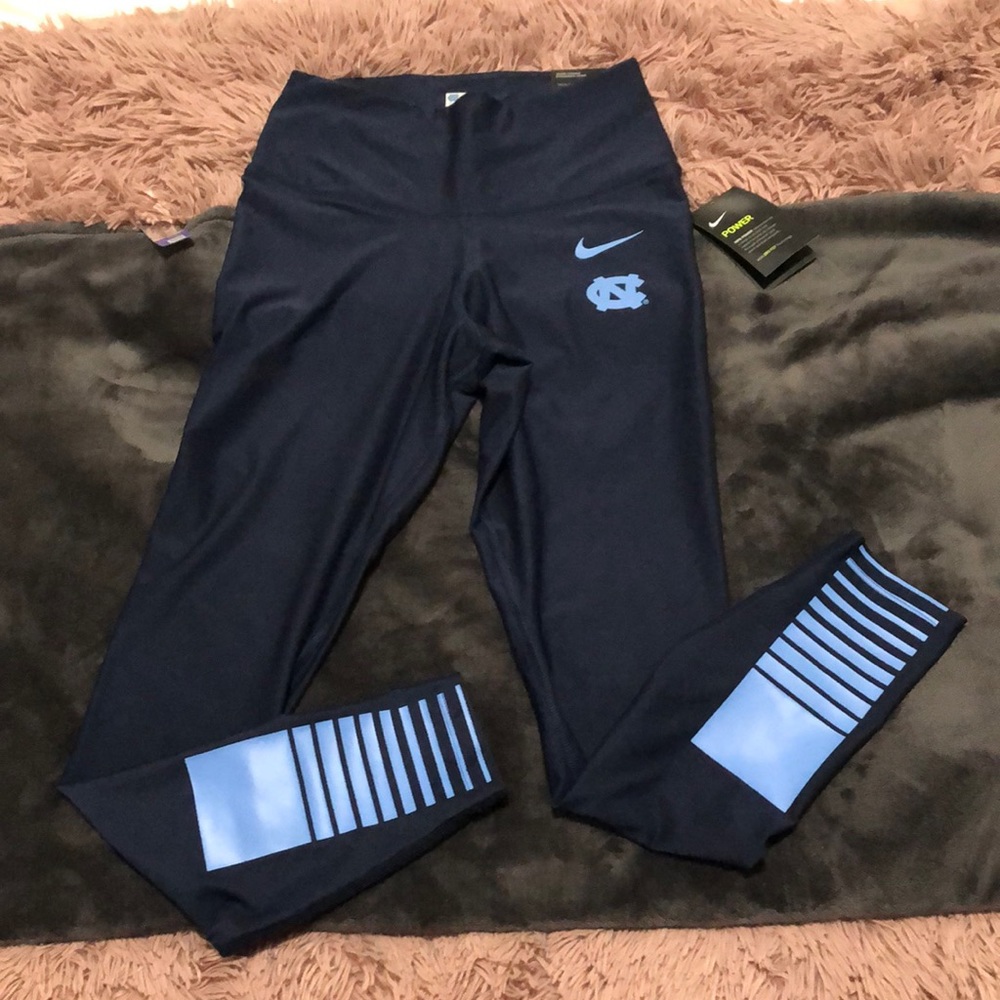 Team Issued UNC Leggings with Light Blue Accents